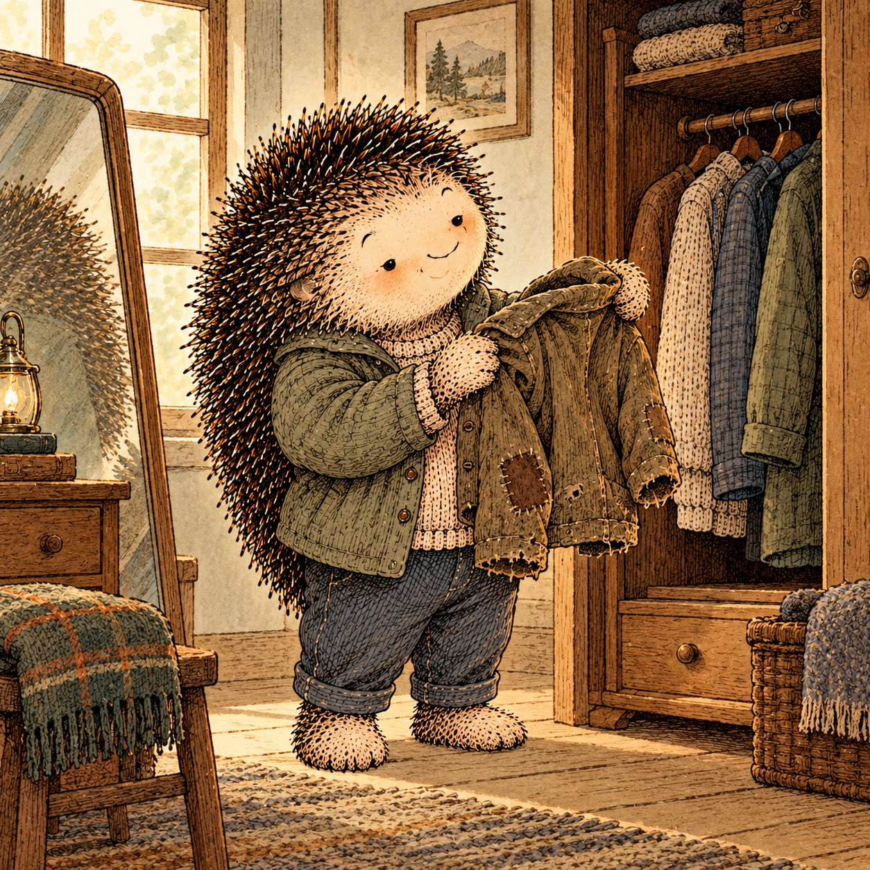 A gentle cream-faced, spiky-furred woodland companion exploring Day 202: Missing the Old Version of You