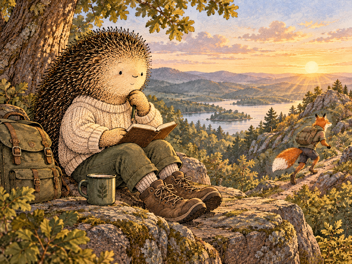 Day 244: Recognizing the Reference-Point Shift Keeps Another Person's Life From Automatically Repricing Yours. Woodland hedgehog illustration.