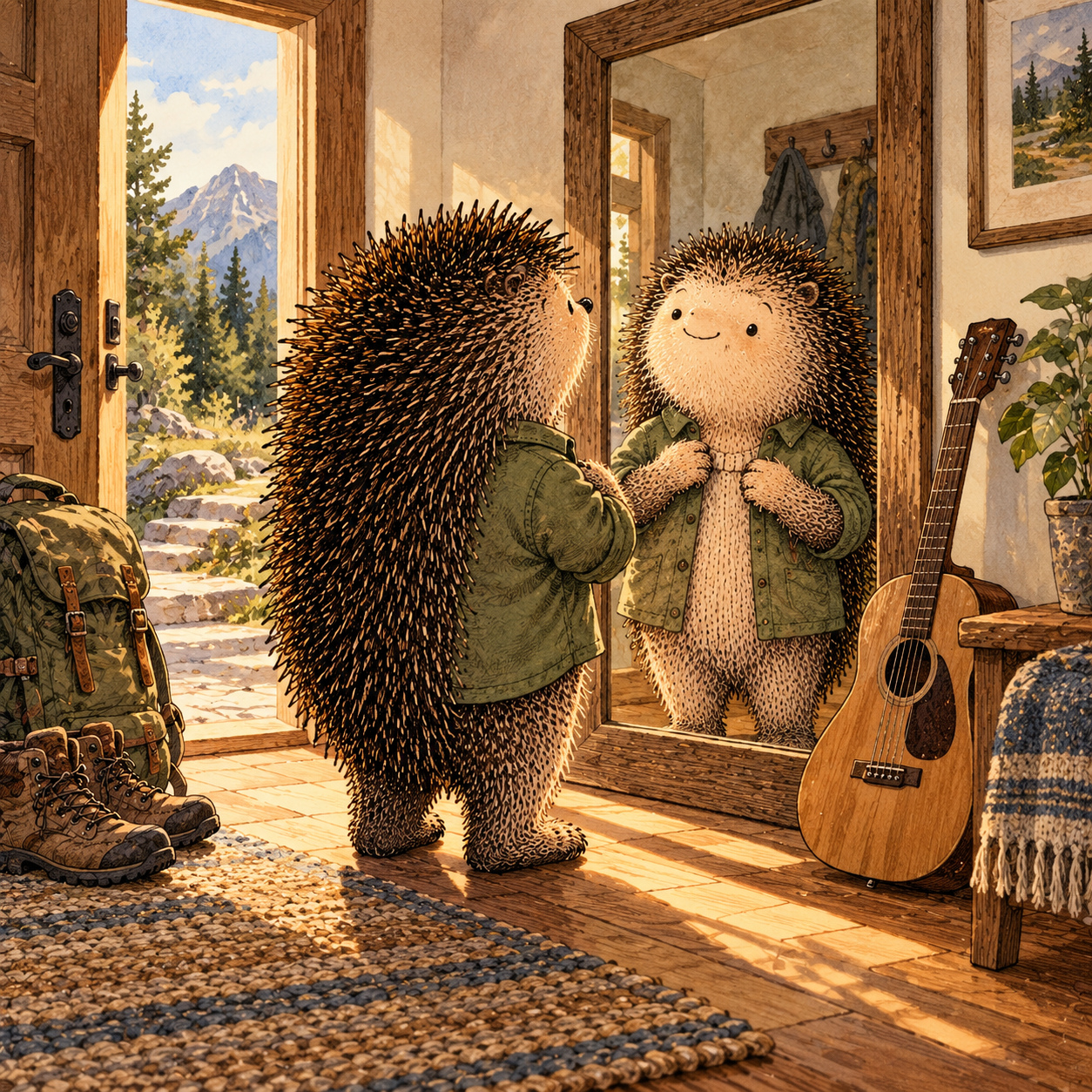 A gentle cream-faced, spiky-furred woodland companion exploring Day 23: Identity — “Am I Someone Who Doesn’t Drink?”