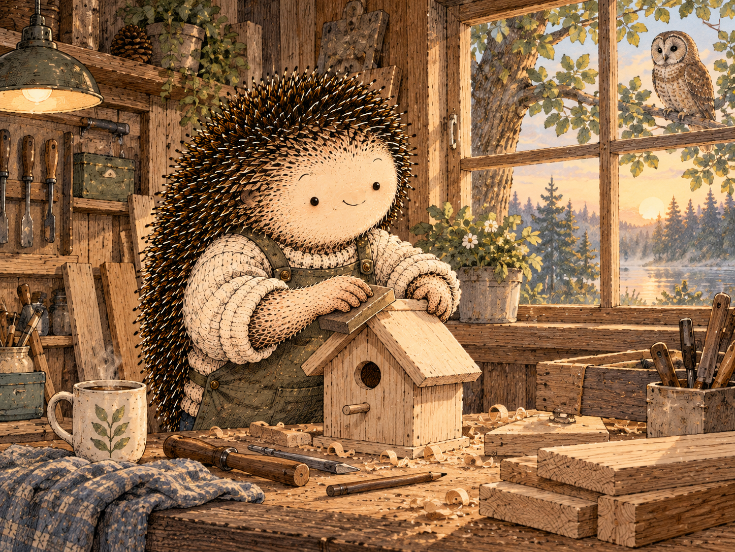 Day 212: A Meaningful Project Gives Future-You Something to Protect Besides the Absence of an Old Habit. Woodland hedgehog illustration.