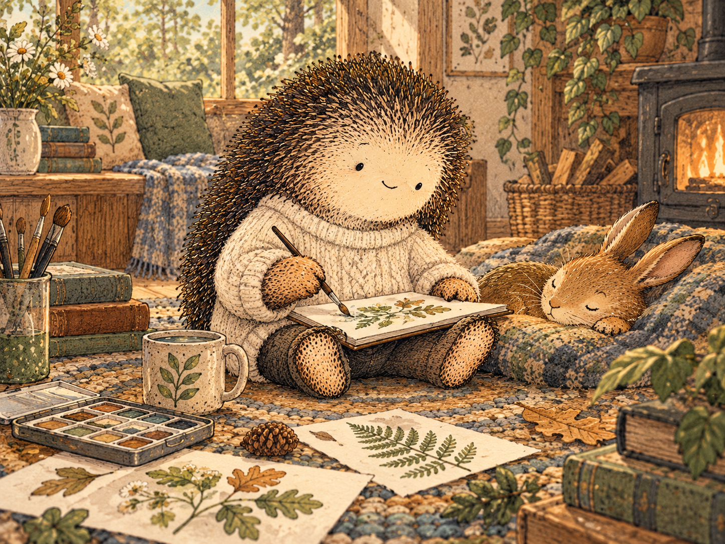 Day 254: Play Gives You a Reward Channel That Does Not Depend on Winning, Producing or Escaping. Woodland hedgehog illustration.