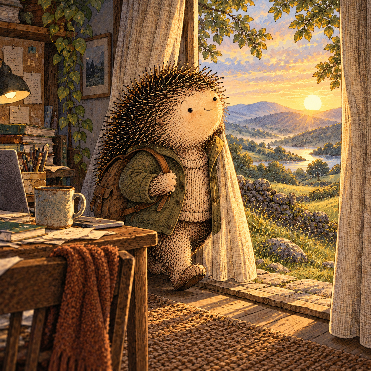 A gentle cream-faced, spiky-furred woodland companion exploring Day 64: Escape