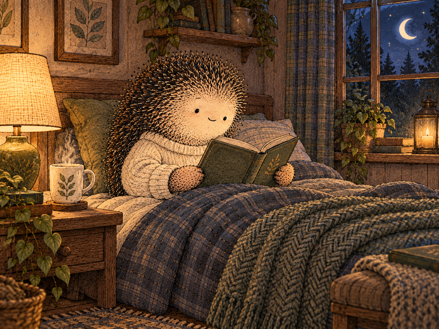 Day 112: A Gentler Final Hour Can Make Bedtime Feel Less Like a Collision. Woodland hedgehog illustration.