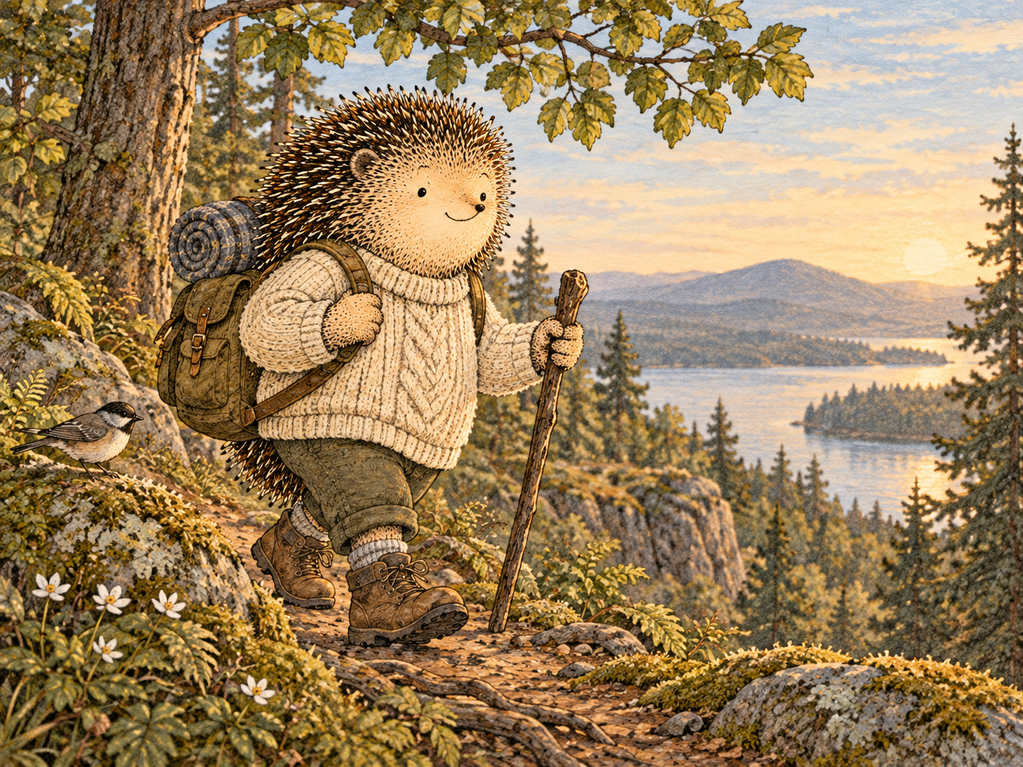 Day 255: Adding Sources of Aliveness Can Make Ordinary Life Feel More Like Something You Participate In Than Something You Manage. Woodland hedgehog illustration.