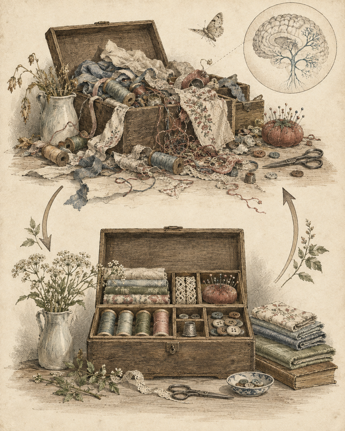 Vintage CWOB scientific illustration for Reset the Environment Before It Drifts