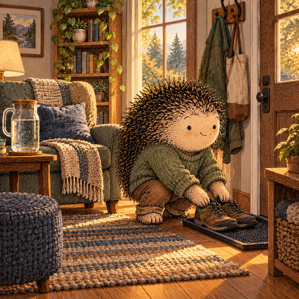 A gentle cream-faced, spiky-furred woodland companion exploring Day 36: Your Environment Is Voting