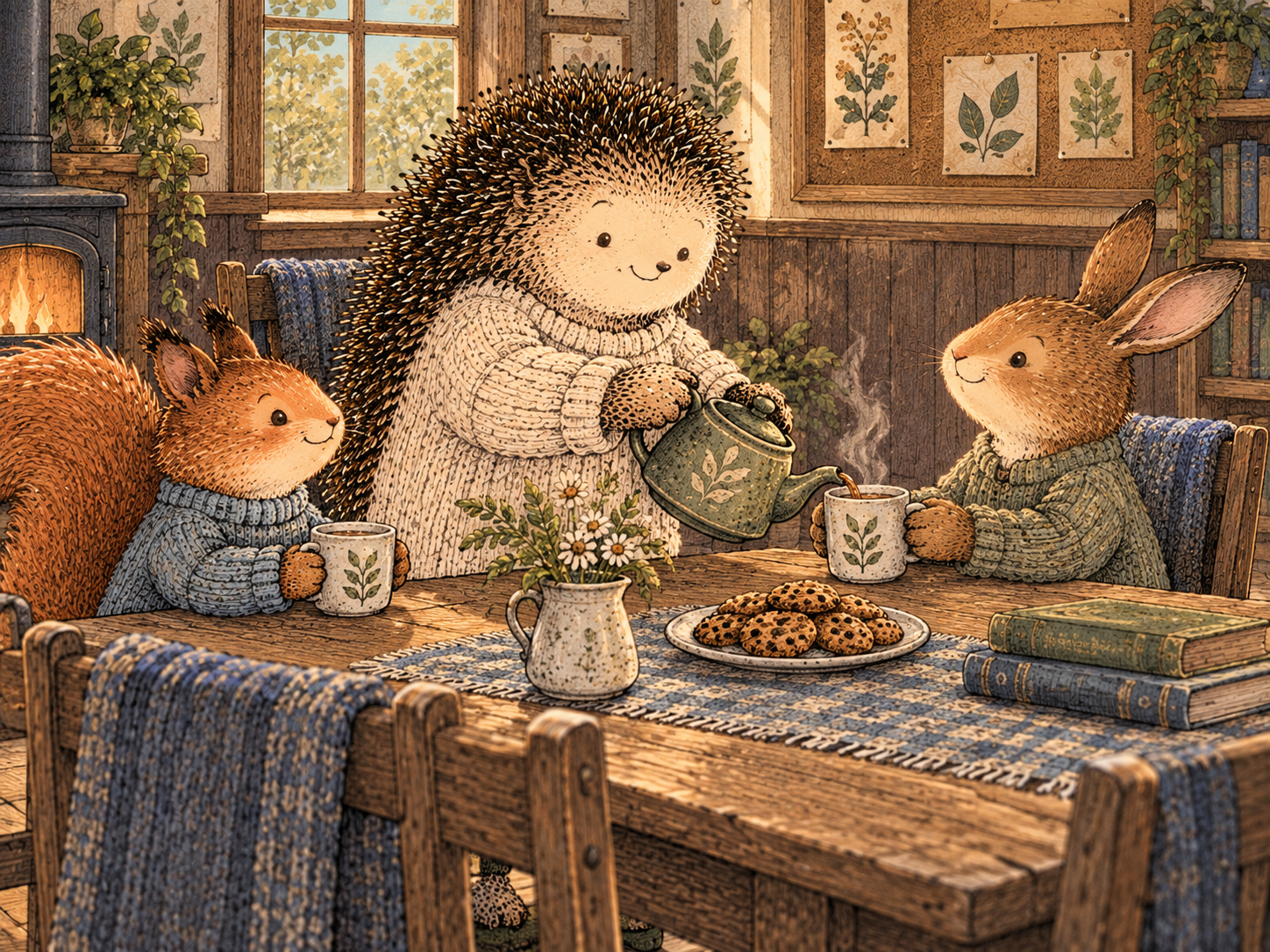 Day 274: Repeating the Same Social Environment Gives Familiarity Enough Time to Become Connection. Woodland hedgehog illustration.