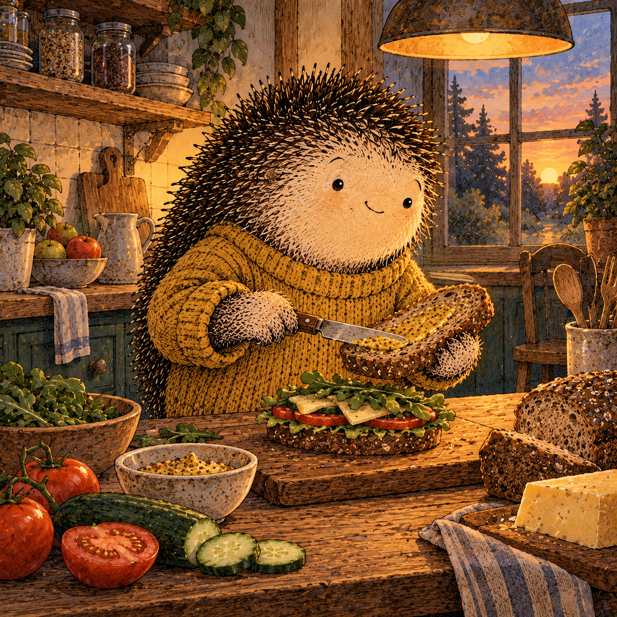 A gentle cream-faced, spiky-furred woodland companion exploring Day 40: Food, Hunger & Vulnerability