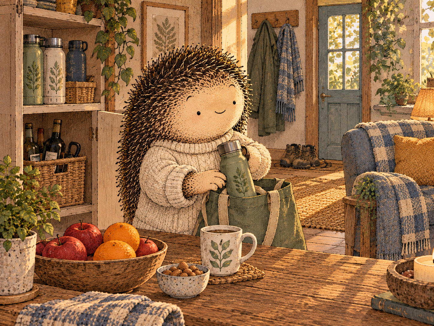 Day 79: Your Home and Routine Can Stop Asking the Same Alcohol Question Every Day. Woodland hedgehog illustration.