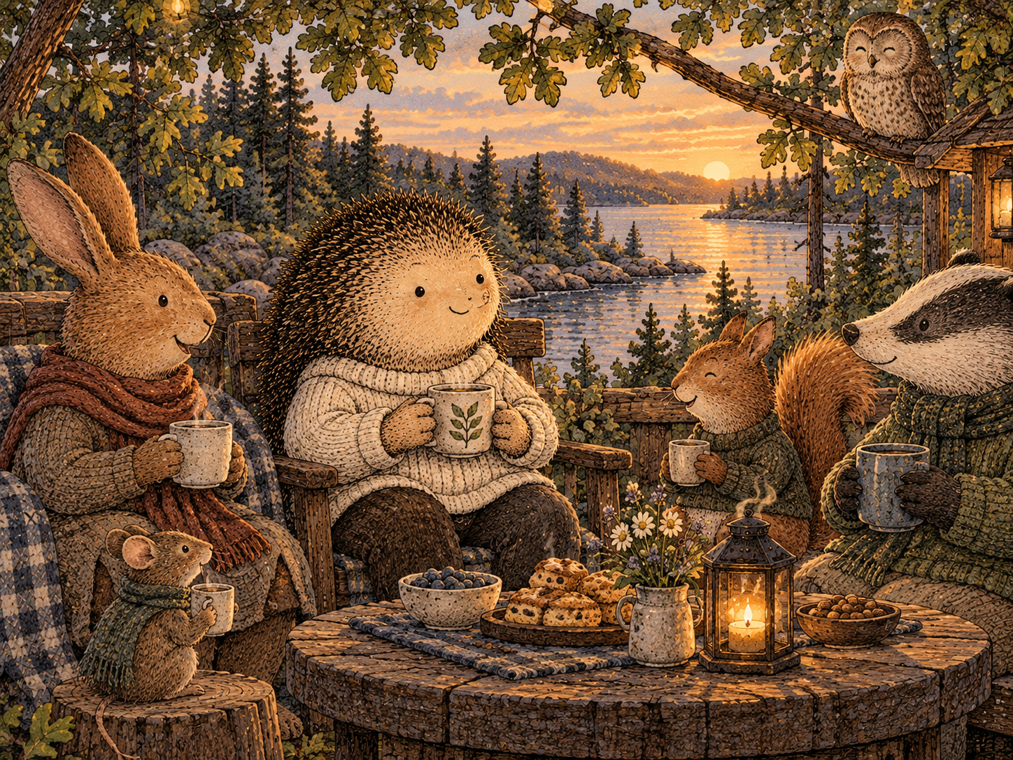 Day 51: You Stop Preparing a Defense for a Beverage Choice. Woodland hedgehog illustration.