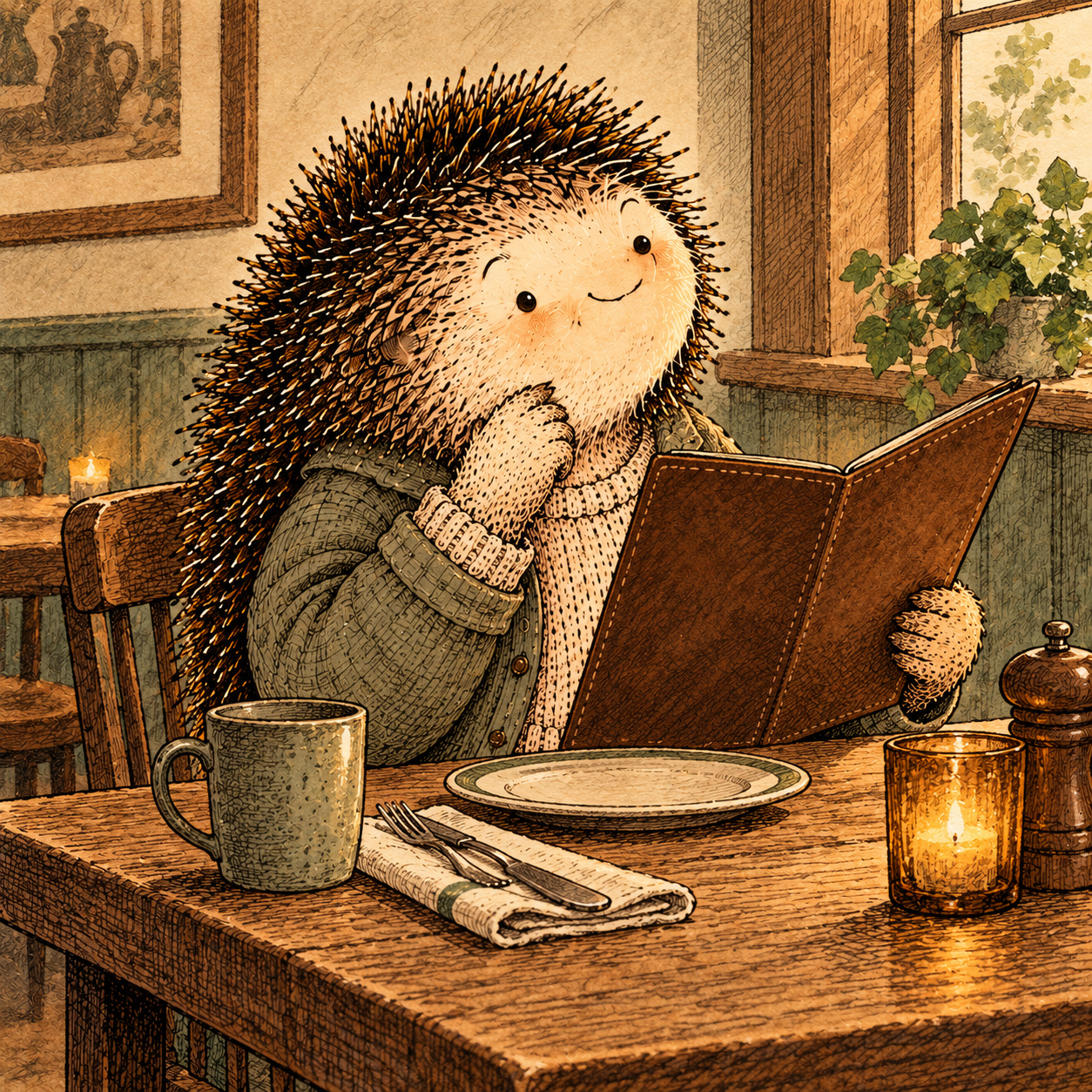 A gentle cream-faced, spiky-furred woodland companion exploring Day 178: What Doesn't Feel Hard Anymore?
