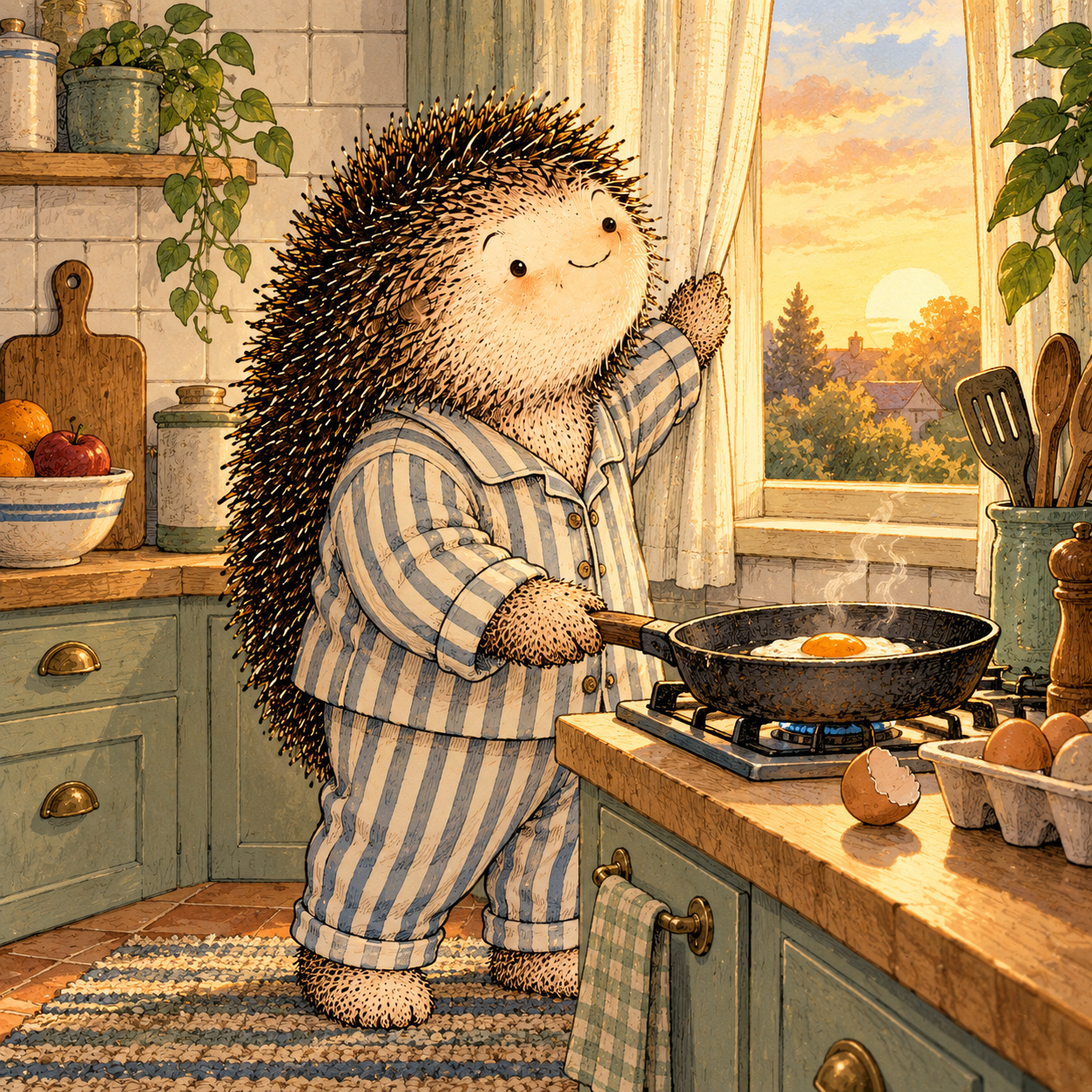 A gentle cream-faced, spiky-furred woodland companion exploring Day 91: Your Morning Matters
