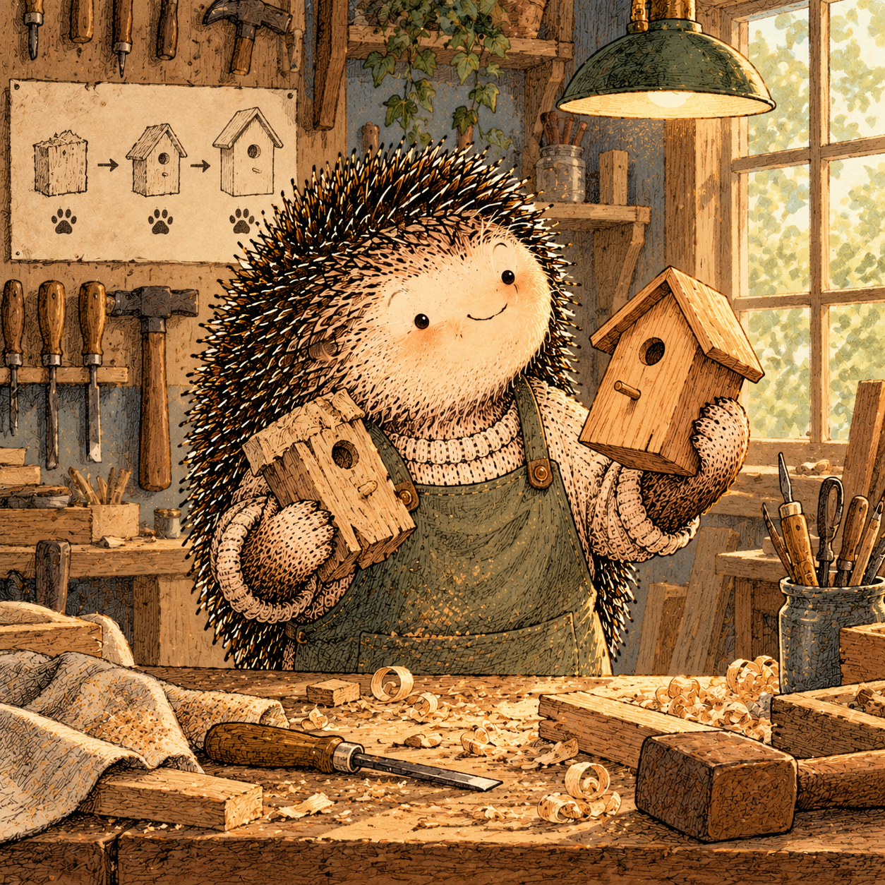 A gentle cream-faced, spiky-furred woodland companion exploring Day 350: Small Choices Need Time to Become Visible