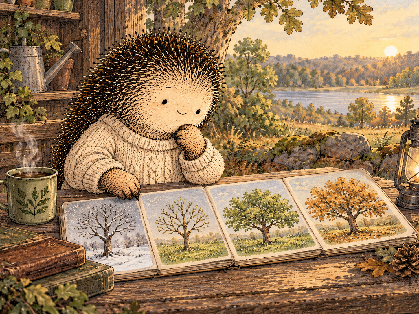 Day 349: Longer-Interval Comparison Can Reveal Improvements That Daily Self-Monitoring Makes Hard to See. Woodland hedgehog illustration.