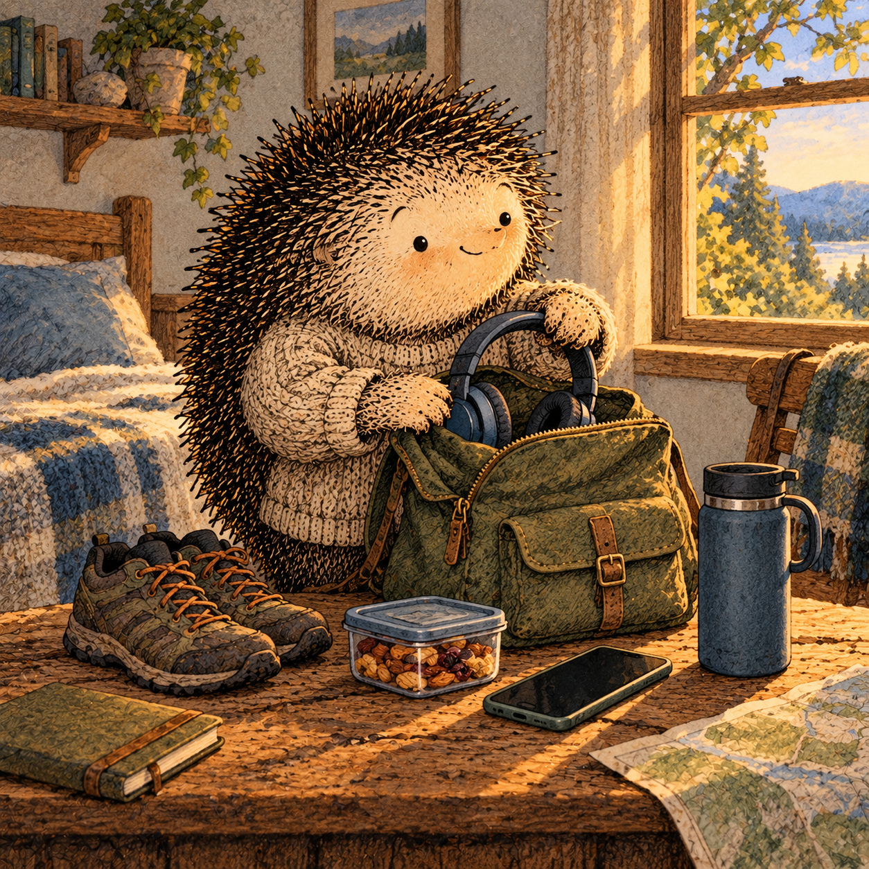 A gentle cream-faced, spiky-furred woodland companion exploring Day 26: Build Your Personal Toolkit