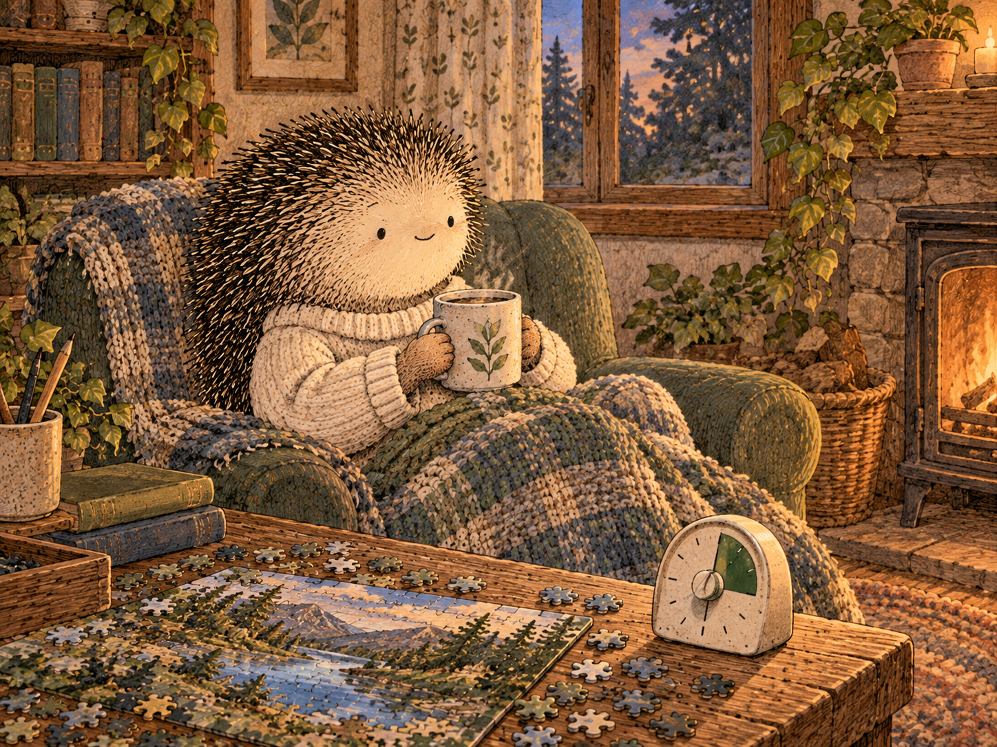 Day 144: A Clear Return Point Lets You Use Relief Without Losing the Problem. Woodland hedgehog illustration.