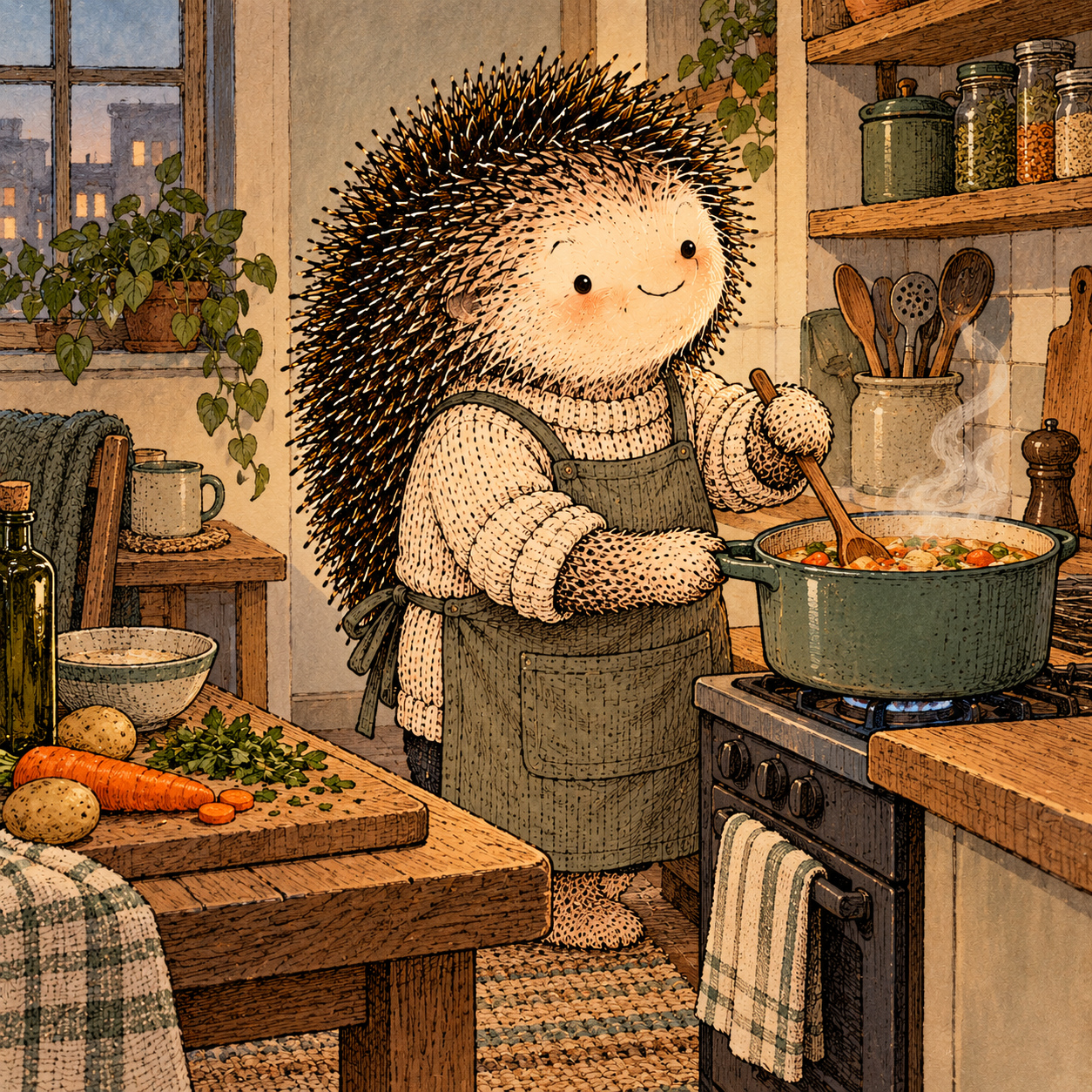 A gentle cream-faced, spiky-furred woodland companion exploring Day 172: Being Alone
