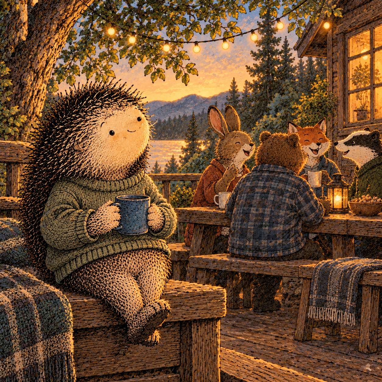 A gentle cream-faced, spiky-furred woodland companion exploring Day 50: Social Pressure — Real vs. Imagined