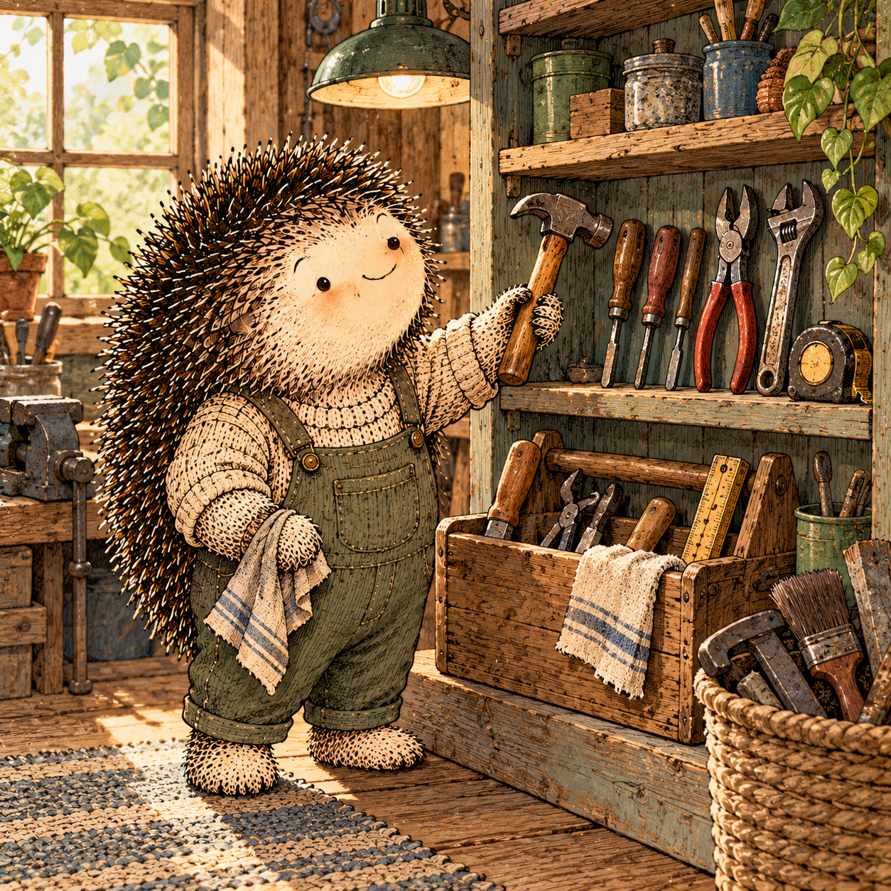 A gentle cream-faced, spiky-furred woodland companion exploring Day 303: Keep the Tools That Earned Their Place