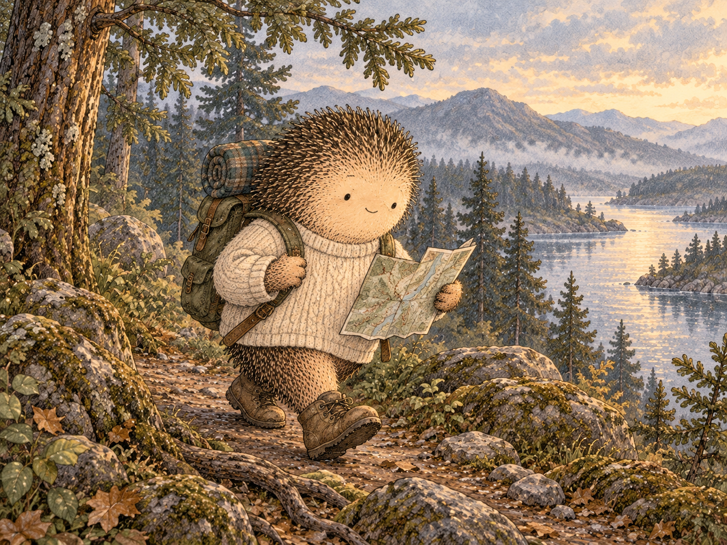 Day 76: A Bad Mood Stops Having the Power to Rewrite the Plan. Woodland hedgehog illustration.