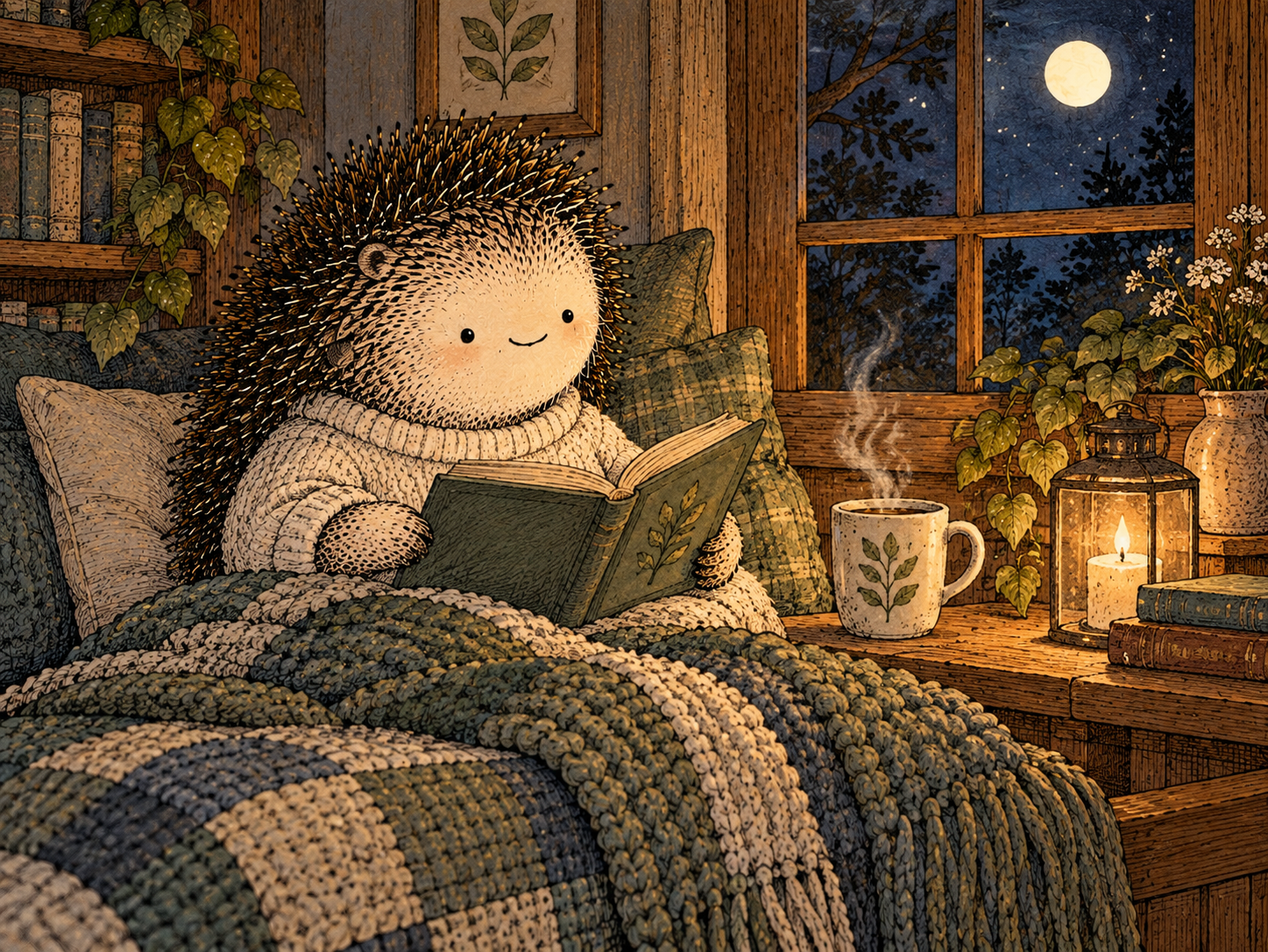 Day 321: One Reliable Evening Anchor Can Reduce the Sense That Relief Has to Be Found Through an Immediate Reward. Woodland hedgehog illustration.