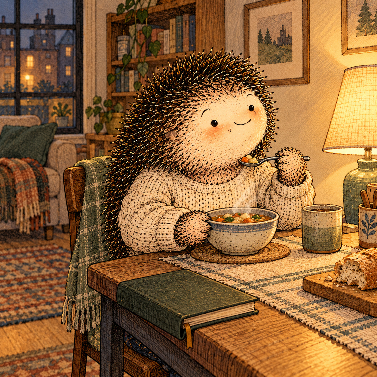 A gentle cream-faced, spiky-furred woodland companion exploring Day 239: Make Ordinary Life Worth Returning To
