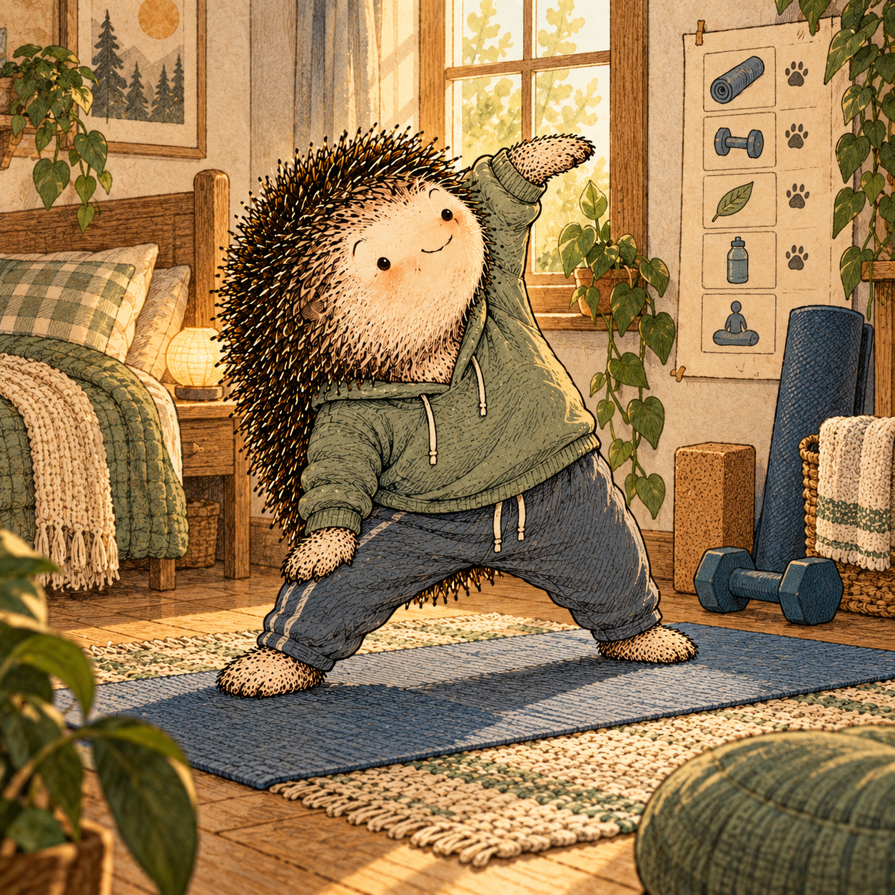 A gentle cream-faced, spiky-furred woodland companion exploring Day 315: When Your Body Changes the Plan