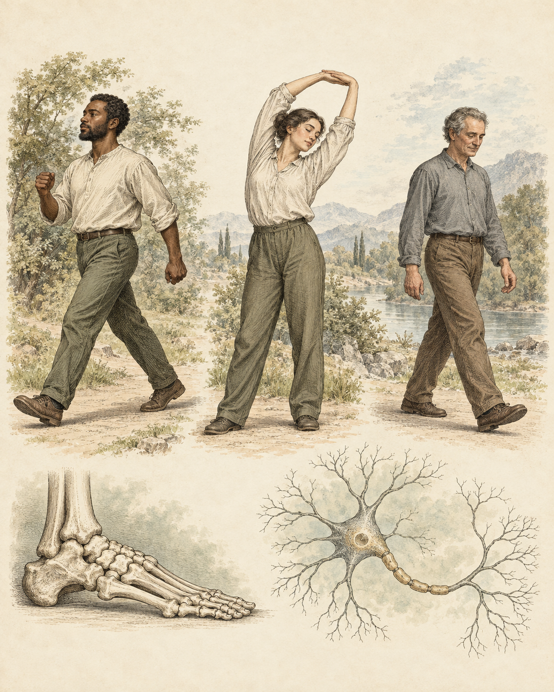 Vintage movement and neuron studies illustrating movement as one state-regulation tool.