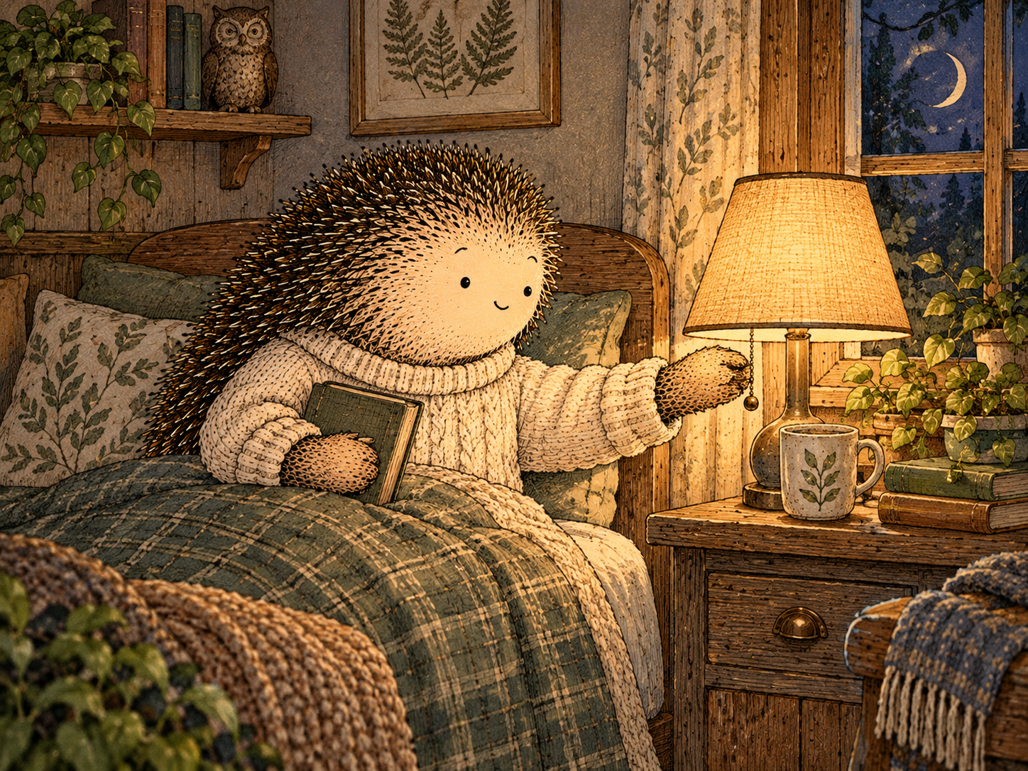 Day 187: Your First Domino Gives You a Warning Before You Need a Rescue. Woodland hedgehog illustration.