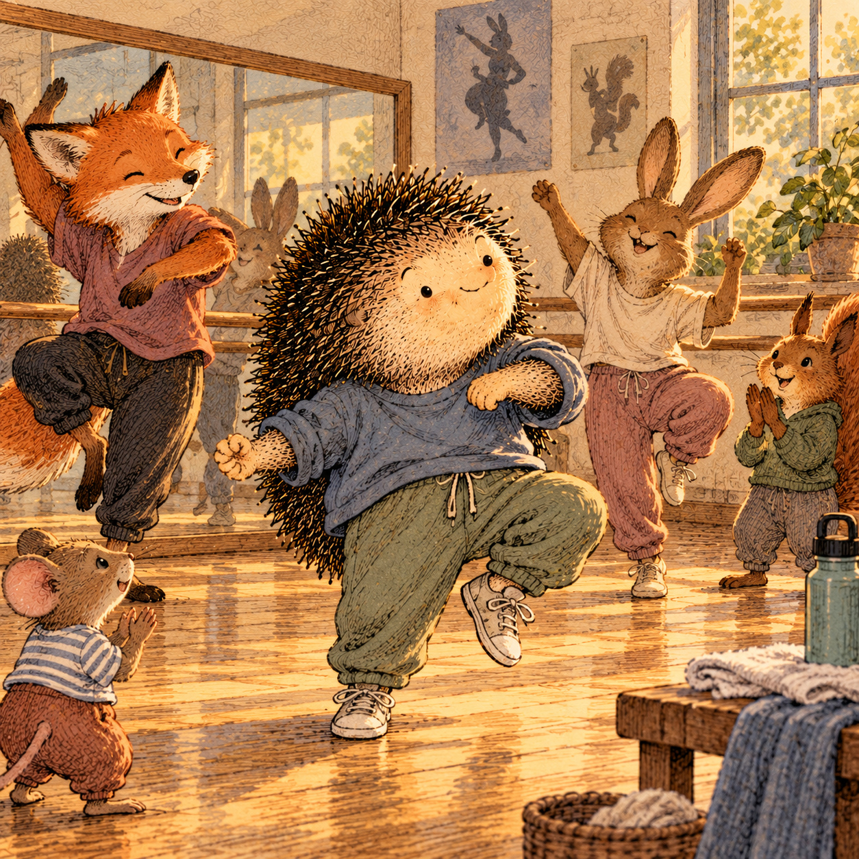A gentle cream-faced, spiky-furred woodland companion exploring Day 39: Movement as a State Change