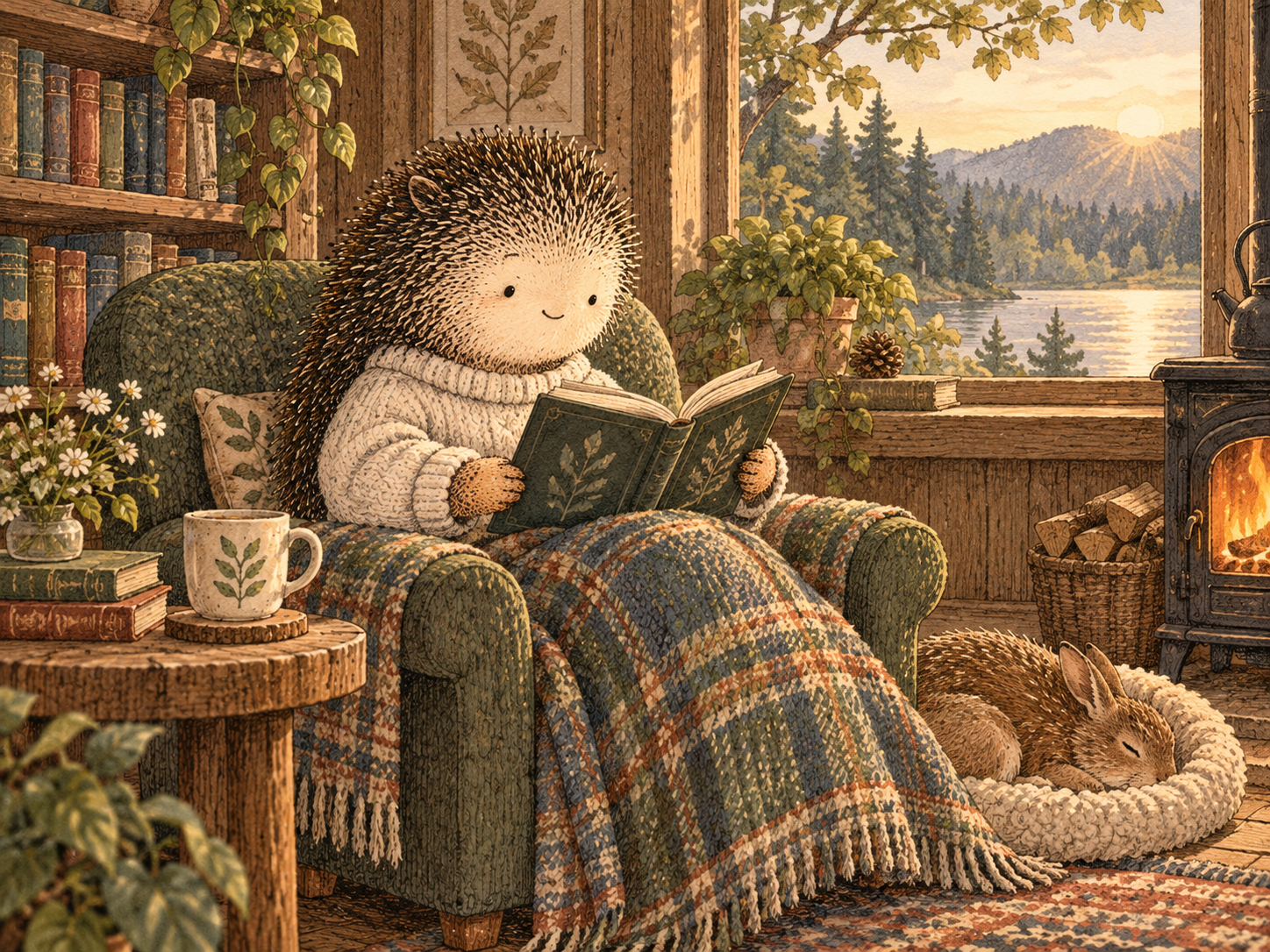 Day 211: Reclaimed Attention Can Become One of the Most Valuable Things You Get Back. Woodland hedgehog illustration.