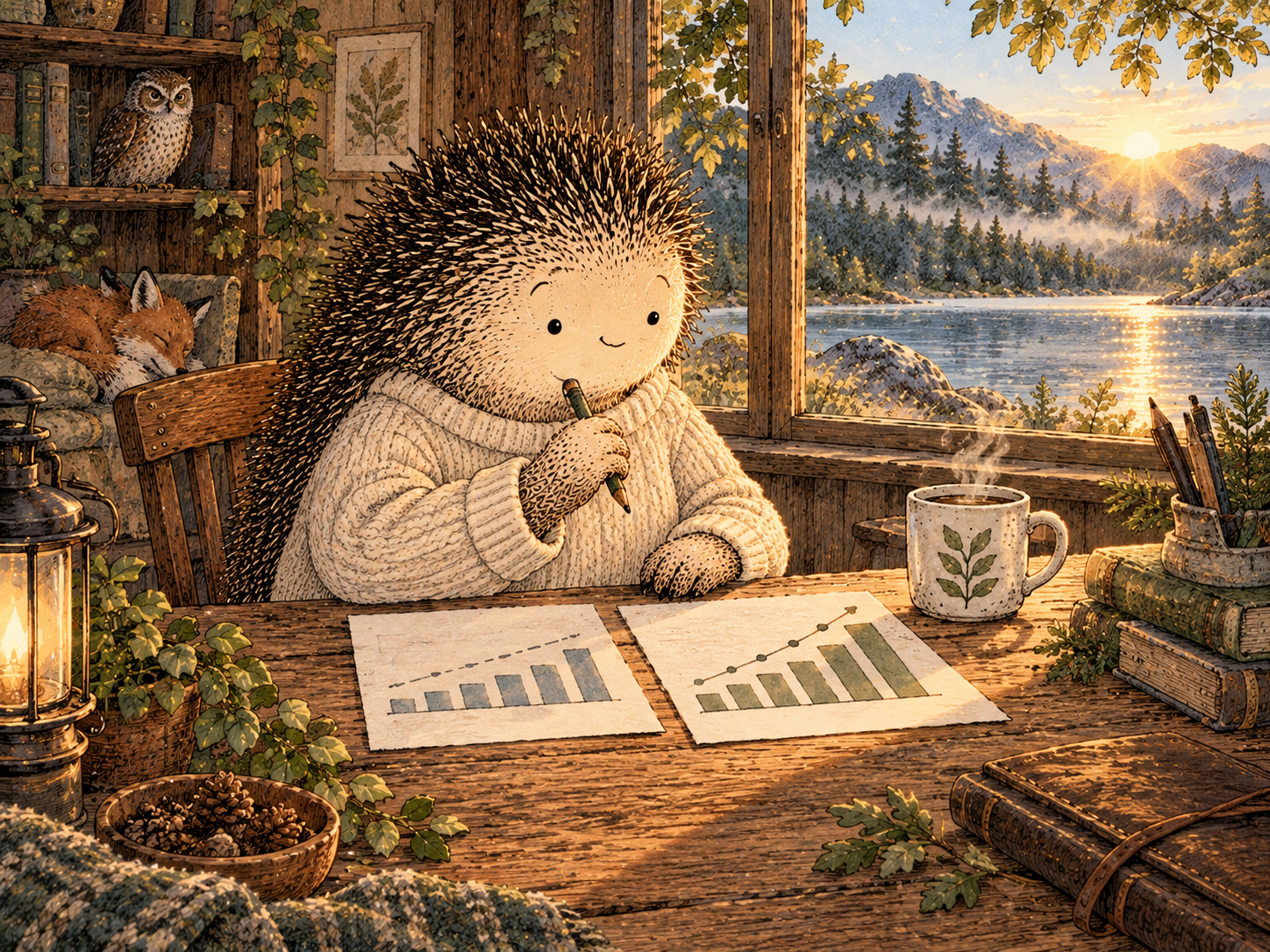 Day 30: You Now Have a Real Baseline. Woodland hedgehog illustration.