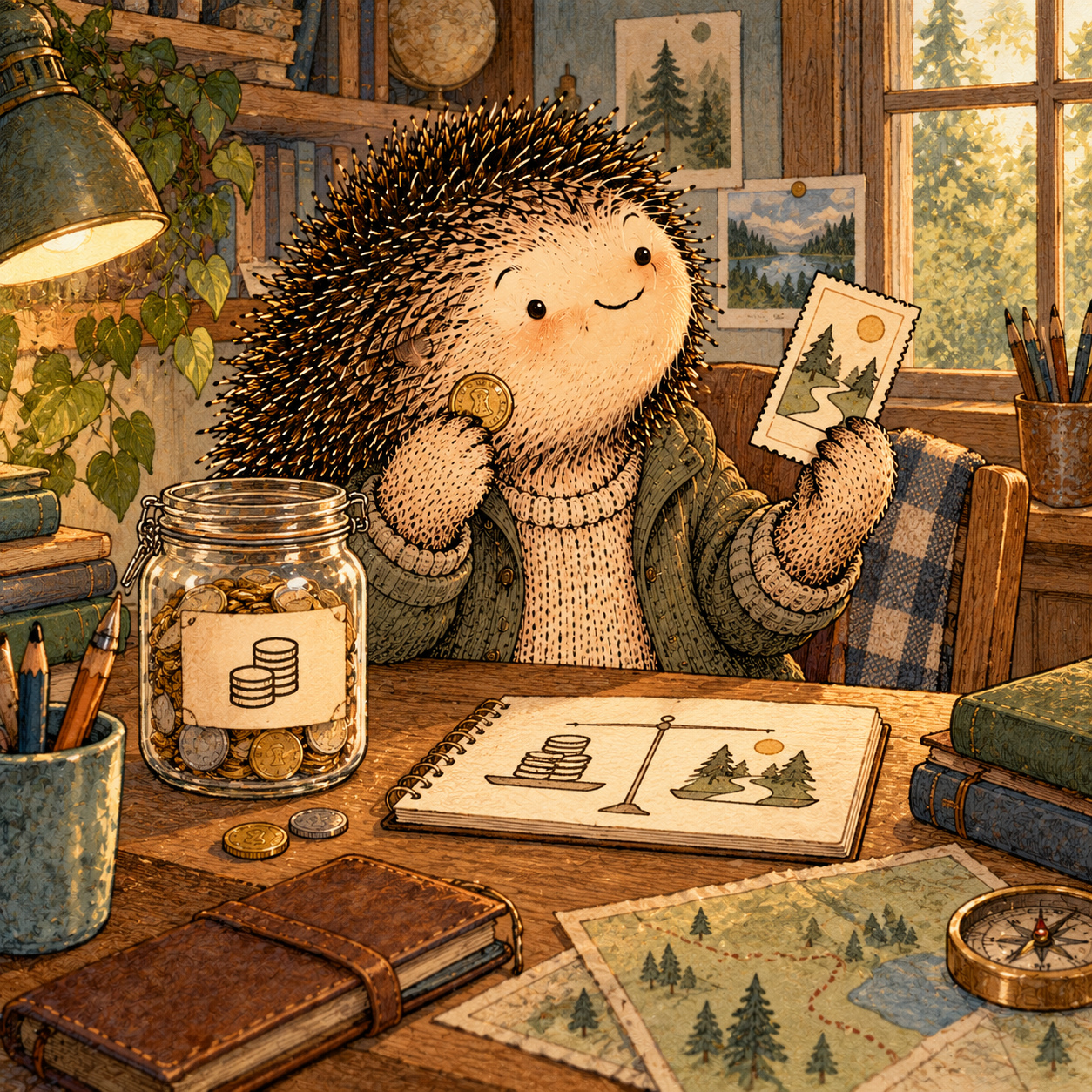 A gentle cream-faced, spiky-furred woodland companion exploring Day 243: When Money Becomes the Score