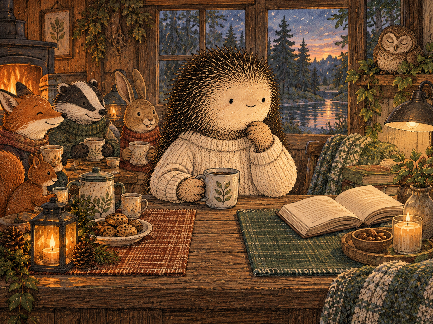 Day 43: You Stop Treating Every Alone Night Like the Same Problem. Woodland hedgehog illustration.
