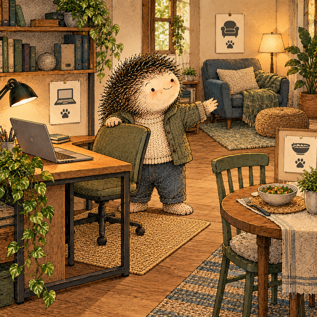 A gentle cream-faced, spiky-furred woodland companion exploring Day 290: Stop Letting One Space Do Five Jobs