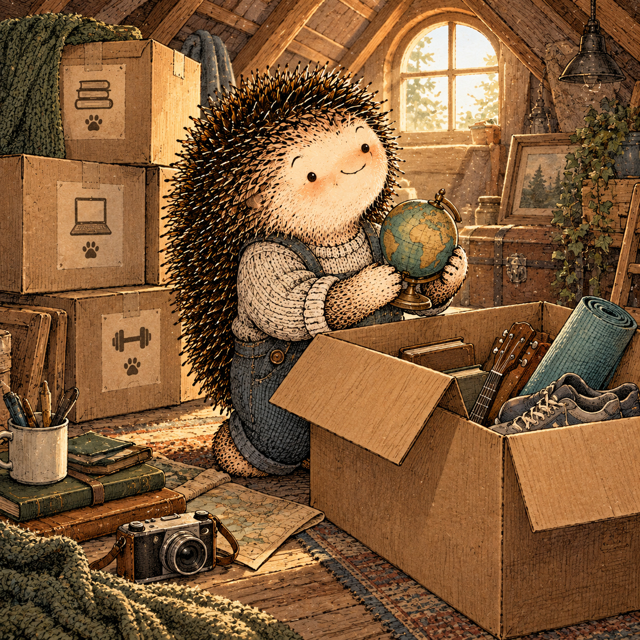 A gentle cream-faced, spiky-furred woodland companion exploring Day 327: Don't Add Everything Back