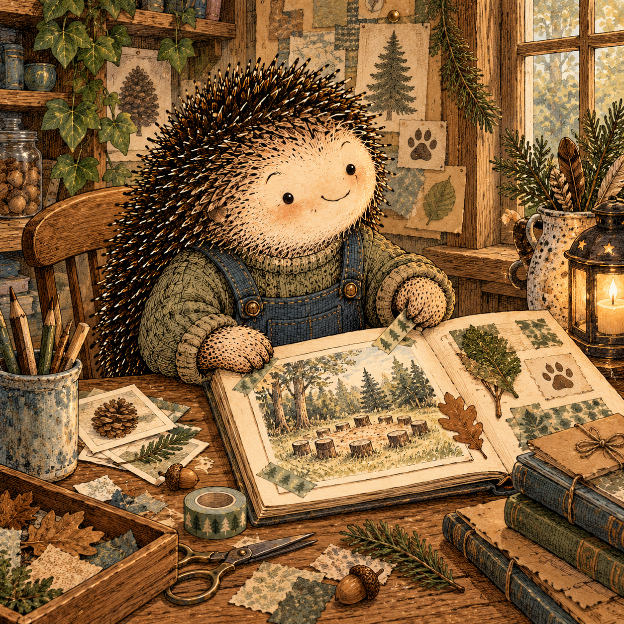 A gentle cream-faced, spiky-furred woodland companion exploring Day 347: Leave Evidence of What Mattered