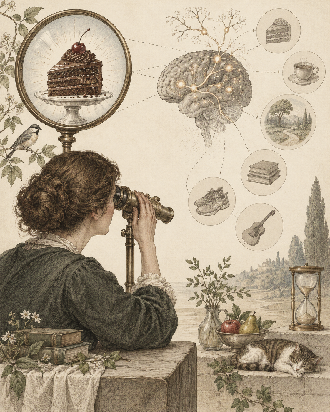 Vintage optical study of wanting, predicted reward and alternative choices.