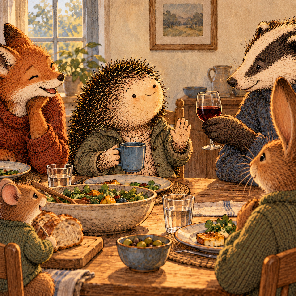 A gentle cream-faced, spiky-furred woodland companion exploring Day 24: People Around You