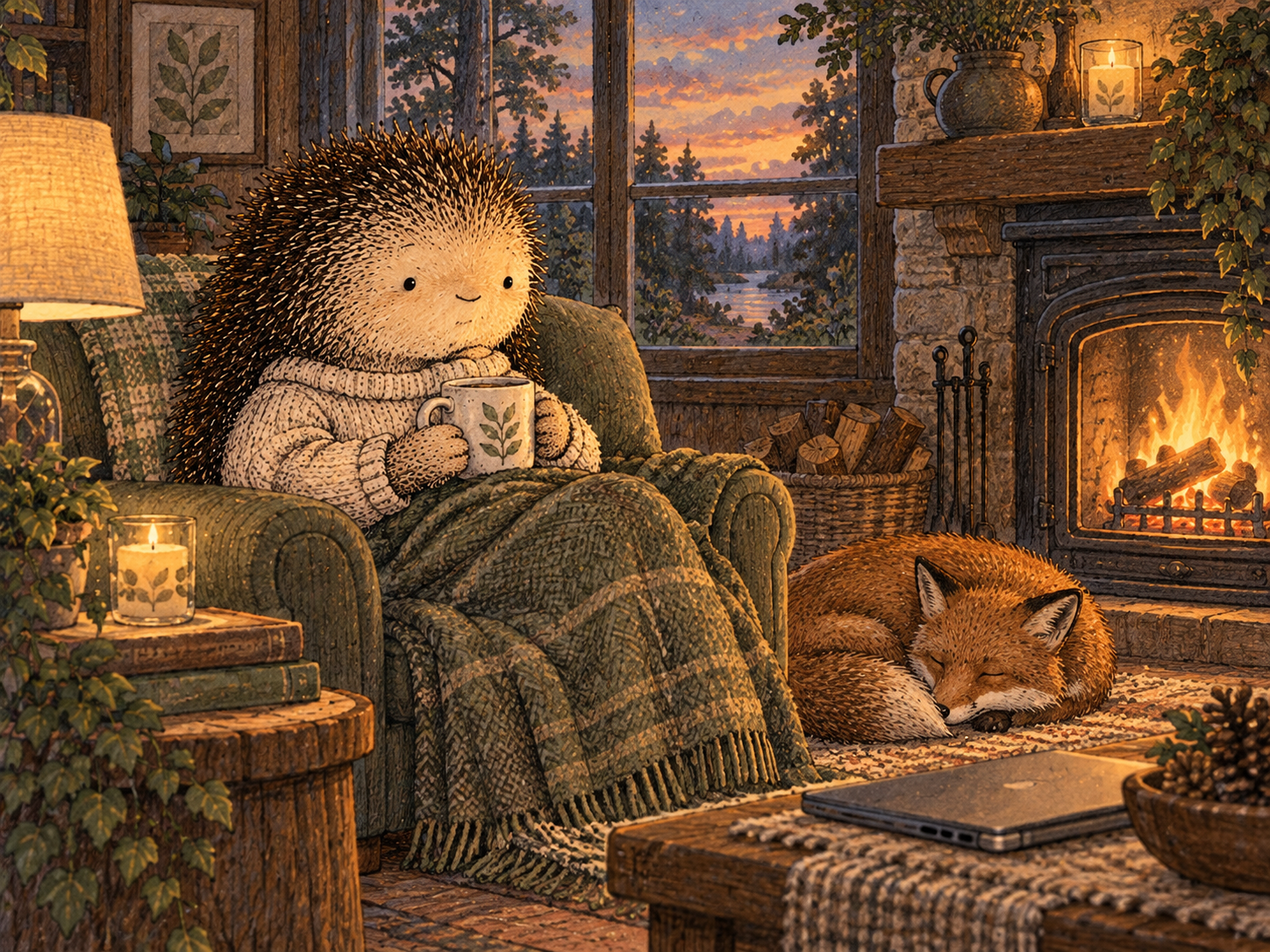 Day 66: You Can Learn to Come Off Duty Before You Hit the Wall. Woodland hedgehog illustration.