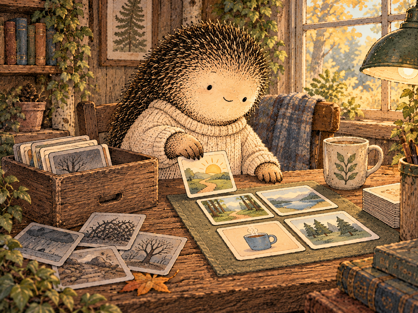 Day 71: The Reset Can Spend More Time on What Is Still Relevant and Less on What You Have Already Outgrown. Woodland hedgehog illustration.
