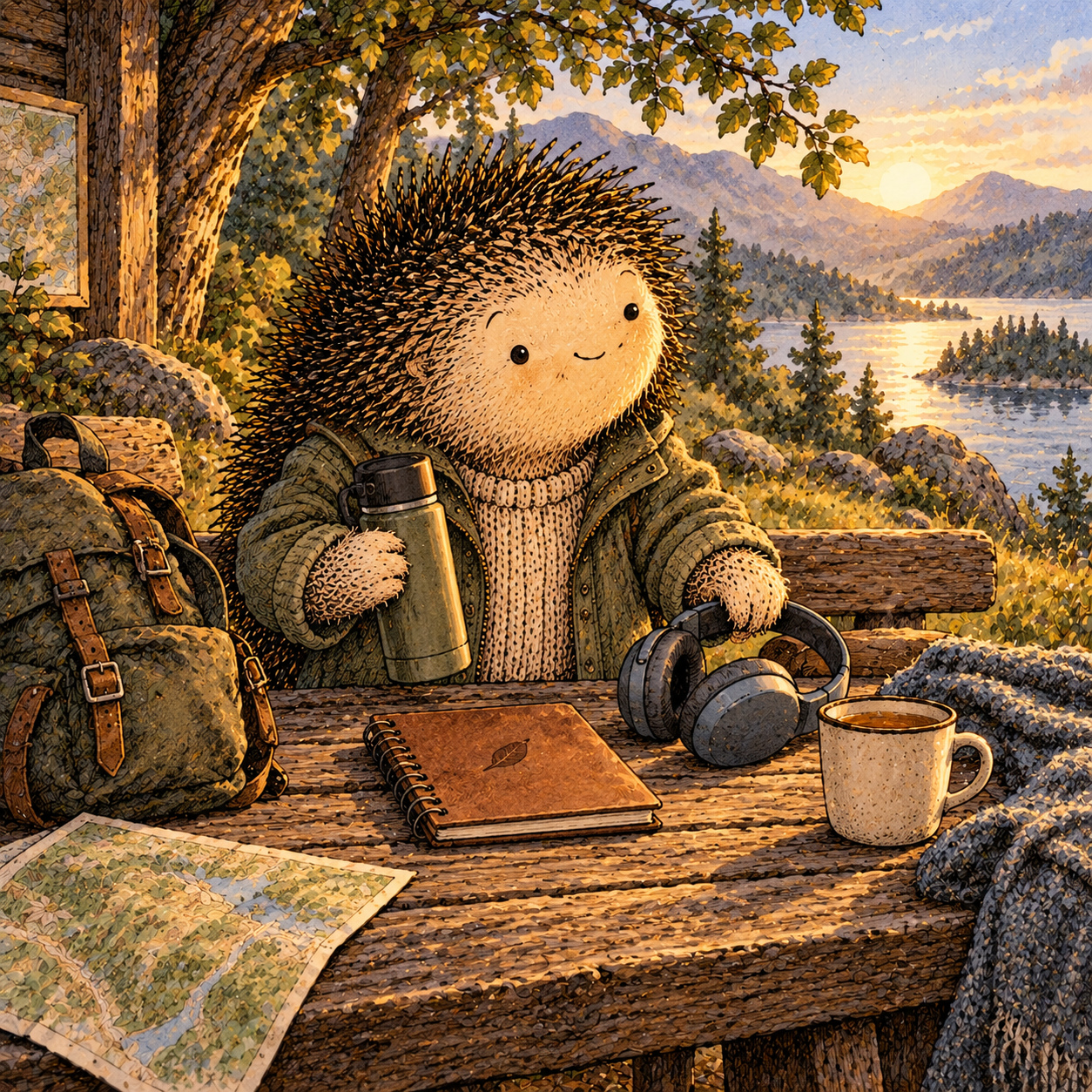A gentle cream-faced, spiky-furred woodland companion exploring Day 82: Your Stress Blueprint