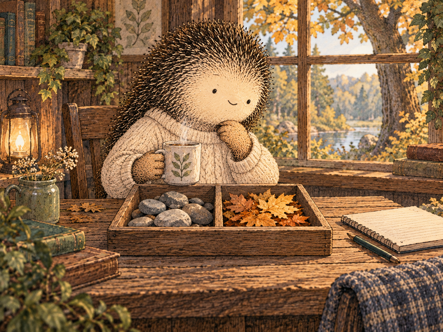Day 145: A Simple Filter Can Save Both Unnecessary Conflict and Unnecessary Resentment. Woodland hedgehog illustration.
