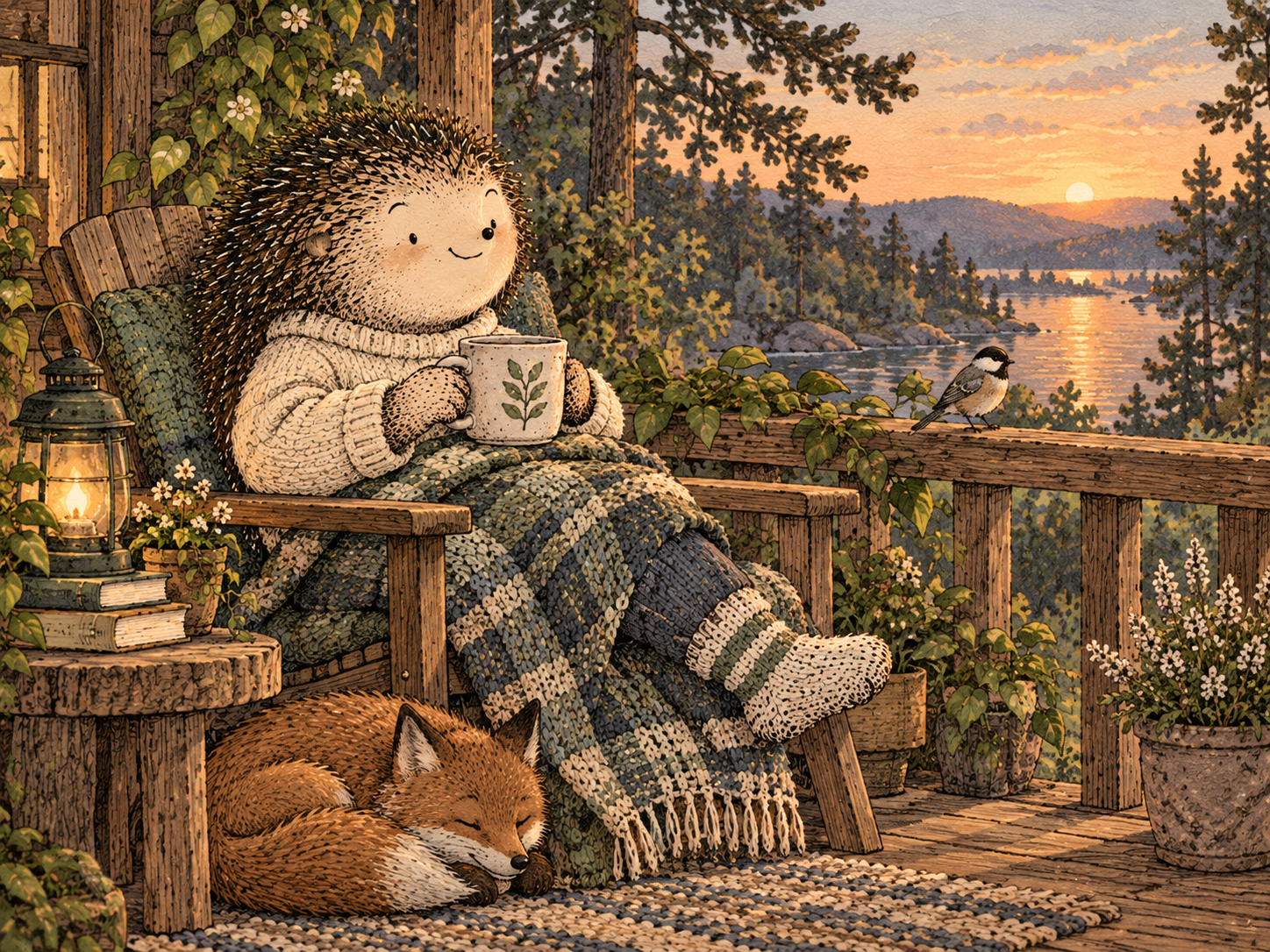 Day 143: A Deliberate Break Can Interrupt Rumination Before It Consumes the Whole Evening. Woodland hedgehog illustration.