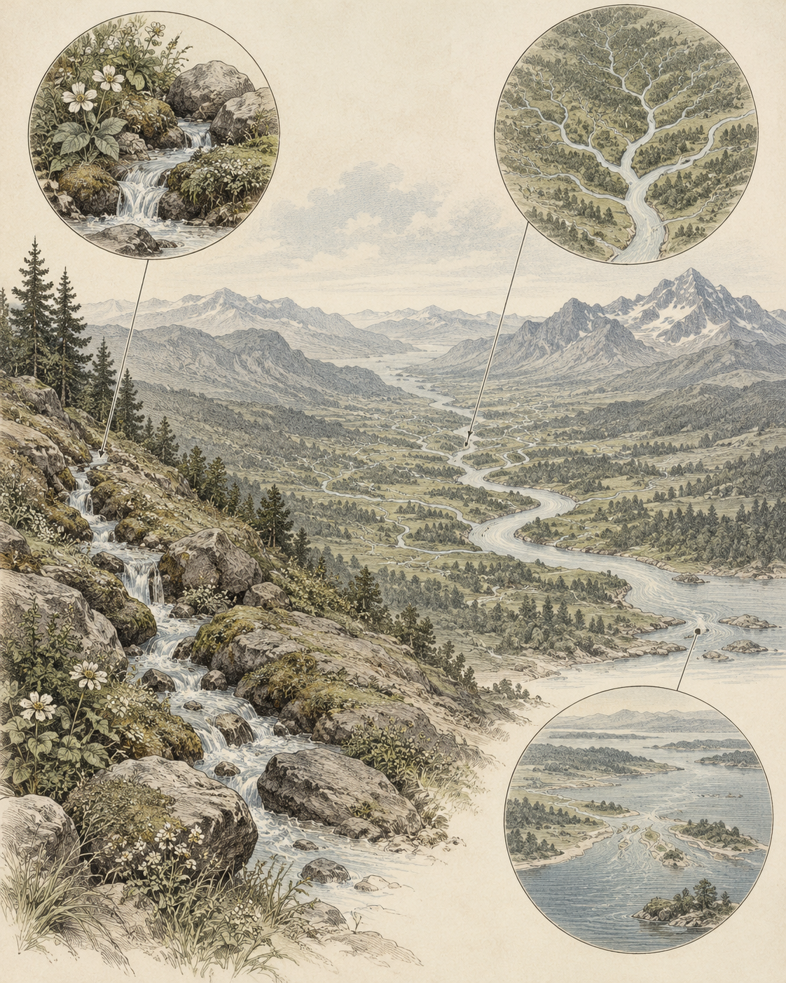 Vintage CWOB scientific illustration for The Power of Weak Ties