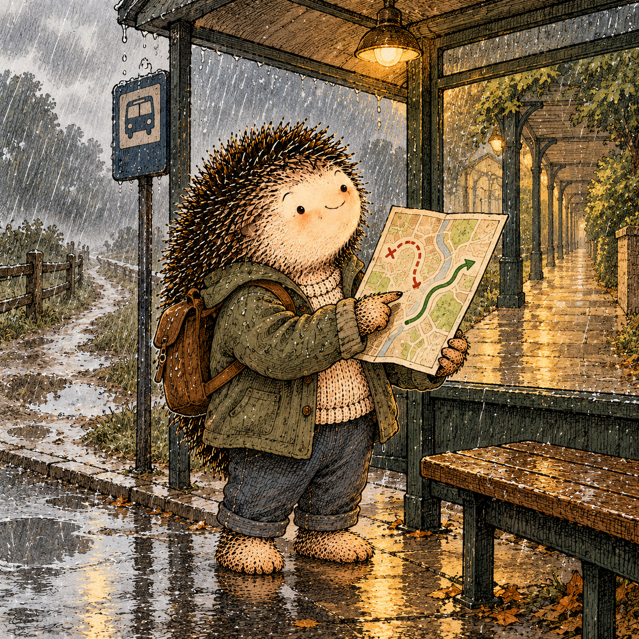 A gentle cream-faced, spiky-furred woodland companion exploring Day 193: Weather Changes Behavior