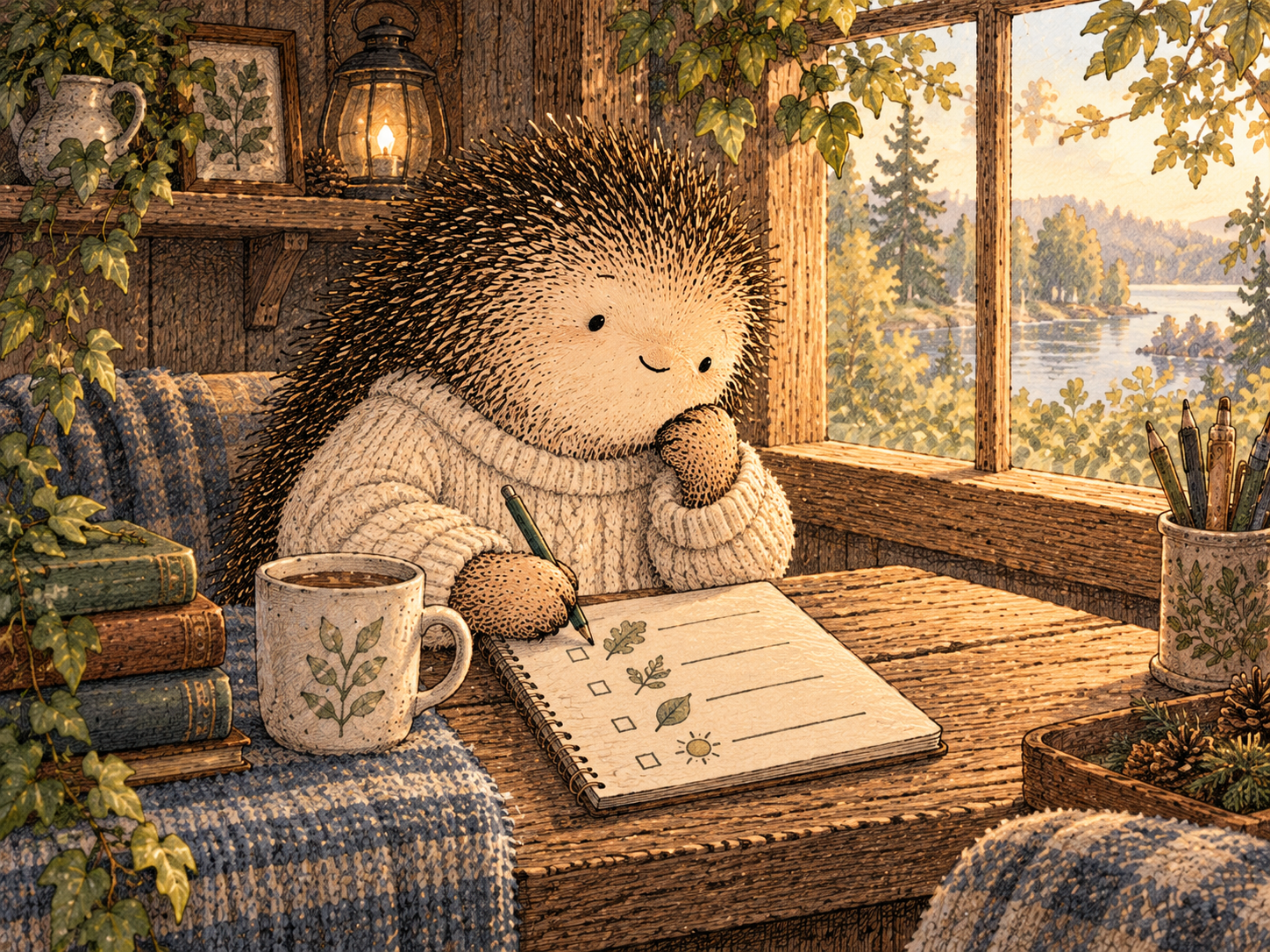 Day 73: You Get to Keep the Benefits From Disappearing Into 'Normal'. Woodland hedgehog illustration.