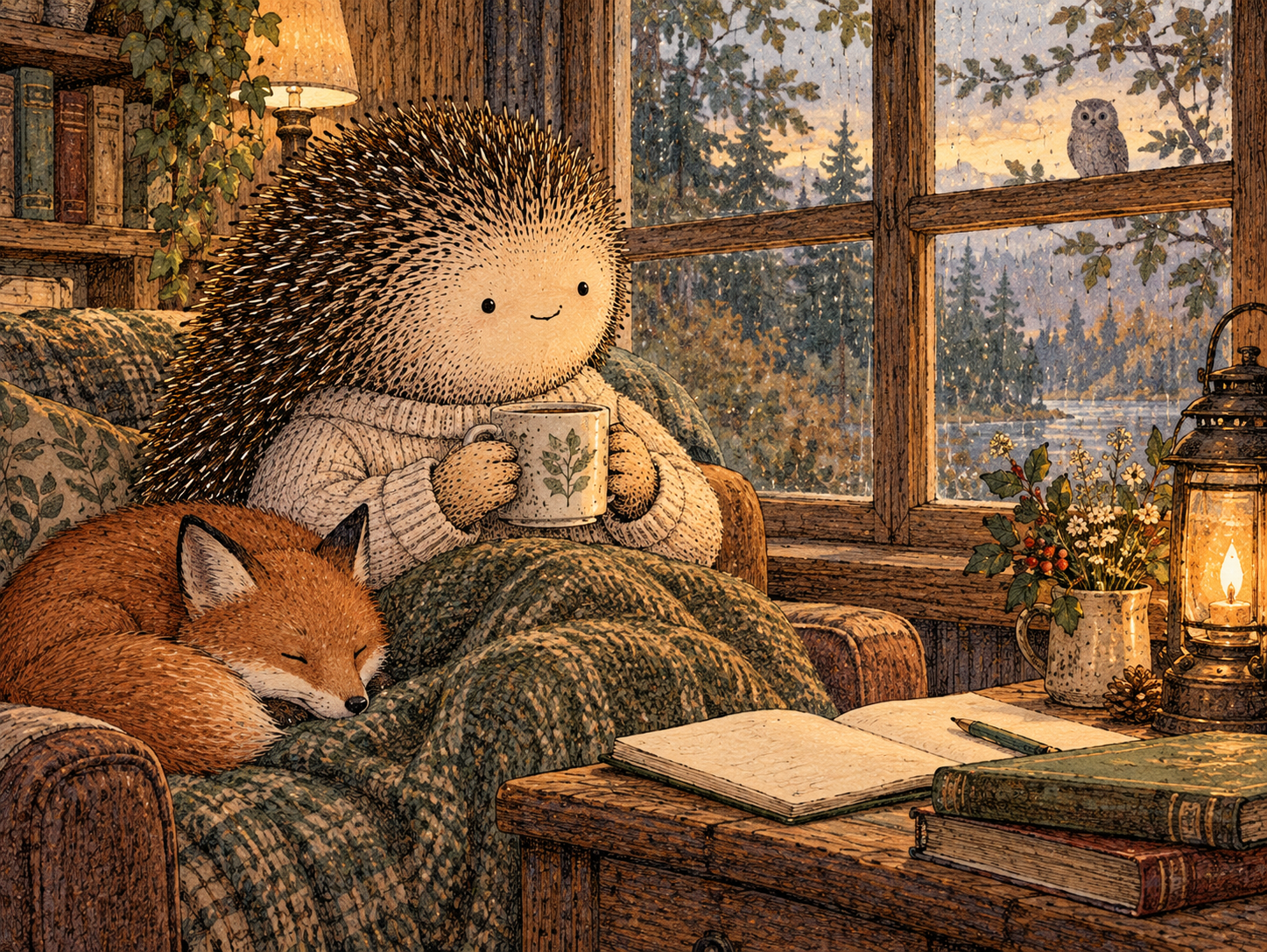 Day 218: Treating the Thought as Information Gives You Time to Understand It Before It Becomes Momentum. Woodland hedgehog illustration.