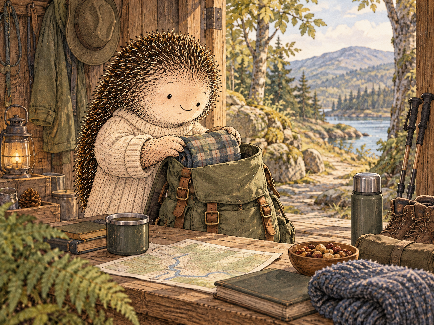 Day 217: Calling a Situation Untested Lets You Prepare Without Deciding in Advance That It Will Be Hard. Woodland hedgehog illustration.