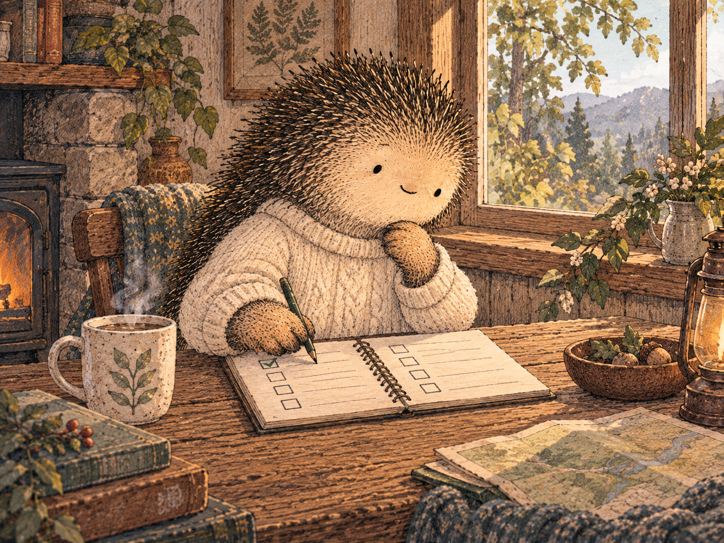 Day 136: Finding One Real Choice Can Reduce the Sense of Total Powerlessness. Woodland hedgehog illustration.